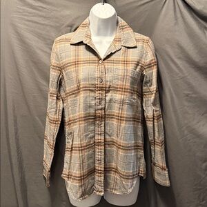 Faherty Blue and Brown Plaid Shirt